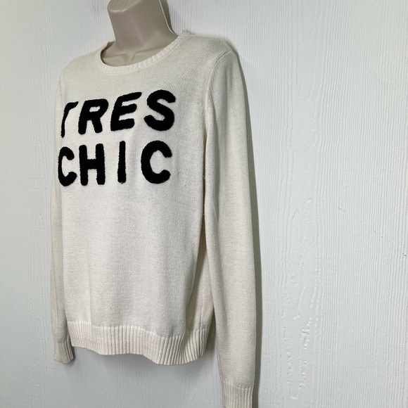 Forever 21 - TRES Chic Embroidered Crewneck Long Sleeve Knit Sweater Size Medium - Picture 4 of 9
